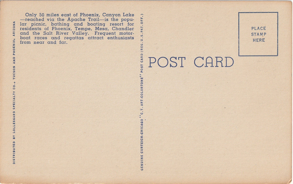 Apache Trail, Arizona - Four Peaks - Fish Creek Canyon - Canyon Lake - SET of 3 - Postcard, c. 1950s