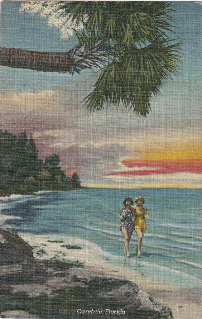 Carefree Florida - Beach Walk - Postcard, c. 1940s