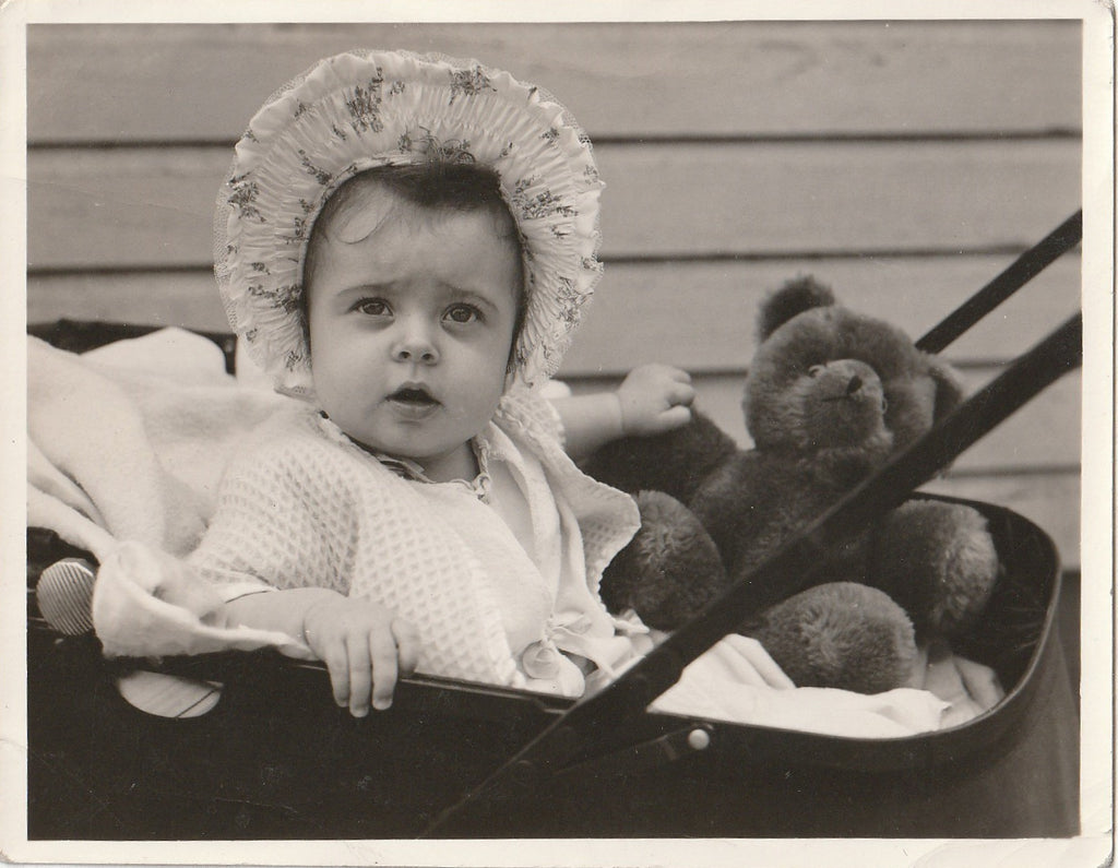 Carol Ann and Her Teddy Bear - Snapshot, c. 1950s