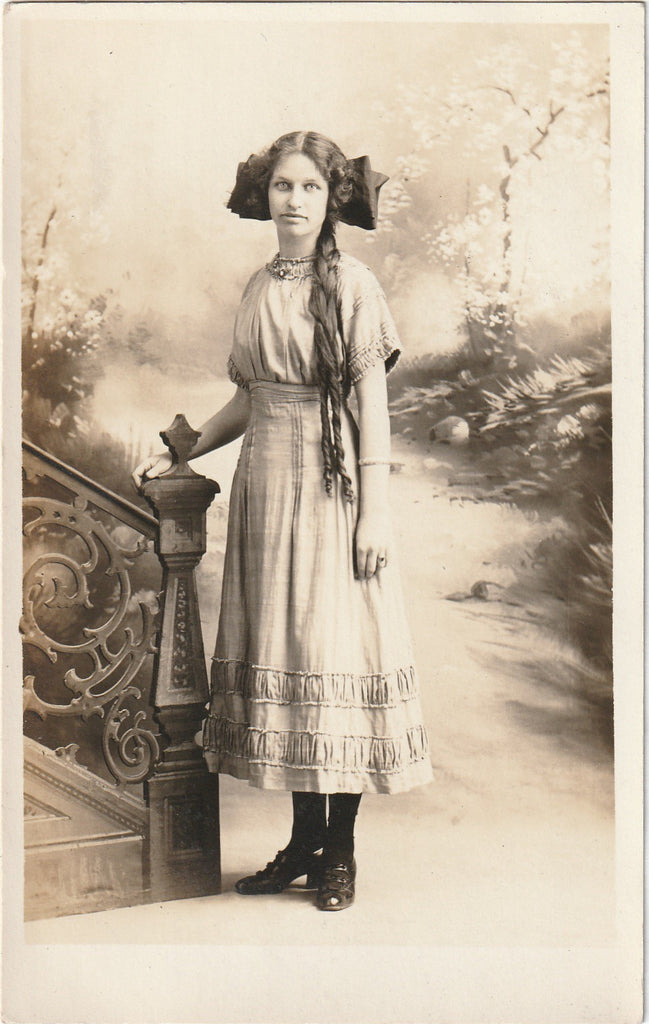 Caroline Faber - Beautiful Woman - Long Hair - RPPC, c. 1913