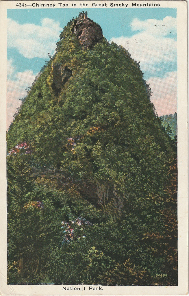 Chimney Top - Great Smoky Mountains National Park, North Carolina - Postcard, c. 1930s
