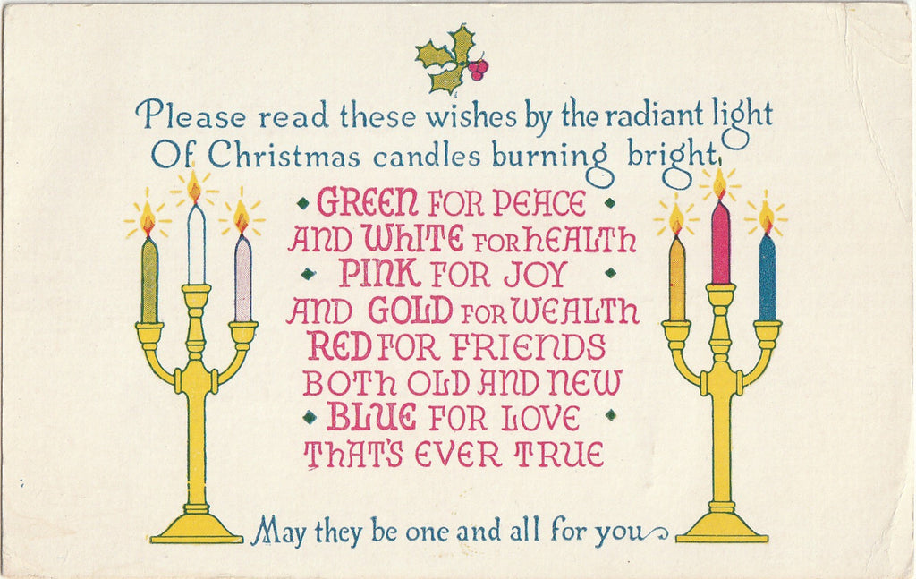 Christmas Candles Burning Bright - Postcard, c. 1900s