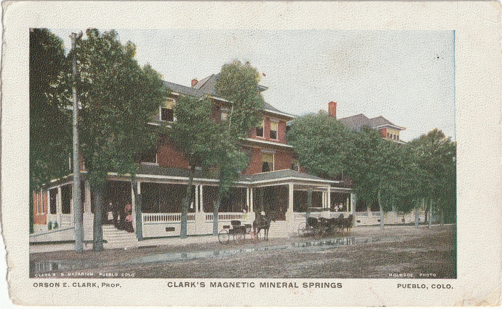 Clark's Magnetic Mineral Springs - Clark's Sanitarium - Pueblo, CO - Trade Card, c. 1890s