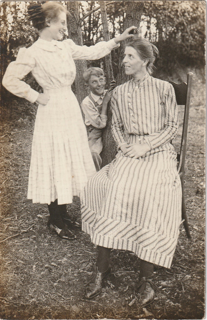 Combing Mama's Hair - Edwardian Family - RPPC, c. 1900s