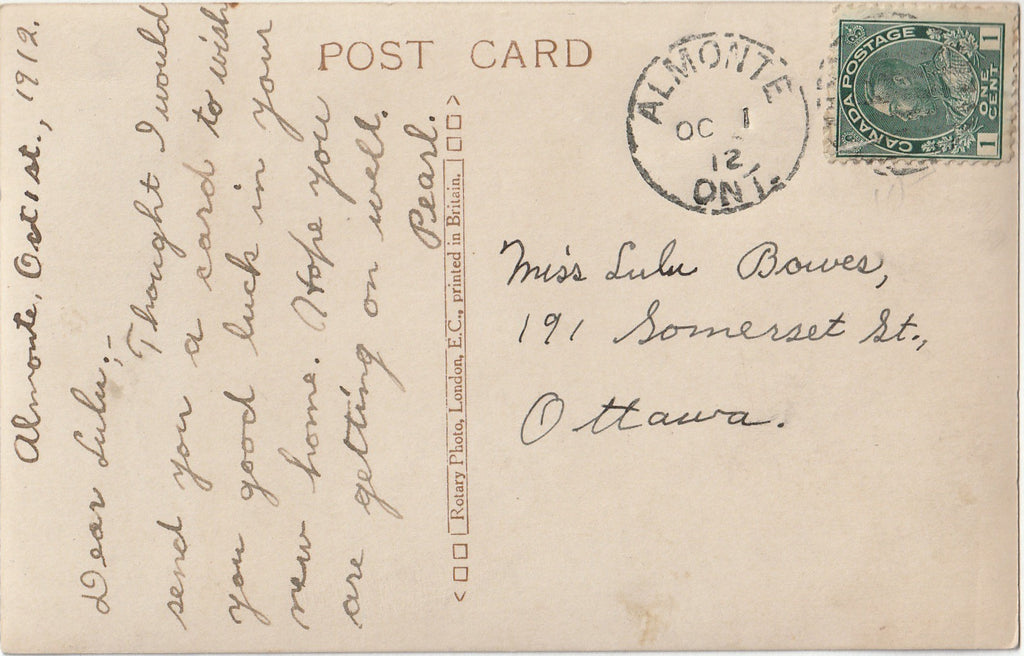 Dear Lulu - Edwardian Beauty - Rotary Photo - Hand Tinted RPPC, c. 1910s