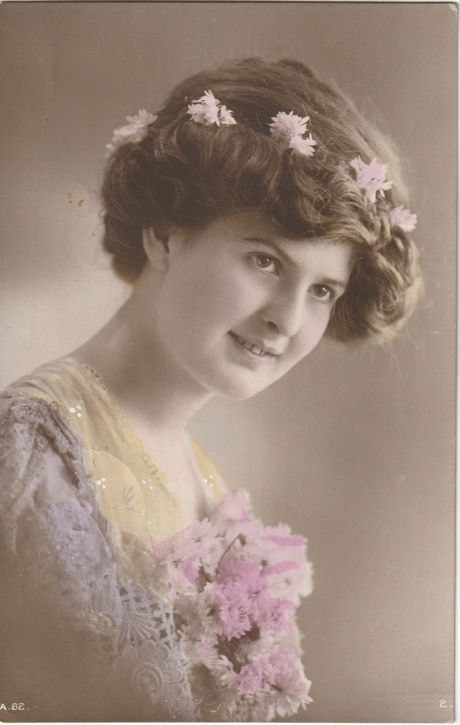 Dear Lulu - Edwardian Beauty - Rotary Photo - Hand Tinted RPPC, c. 1910s