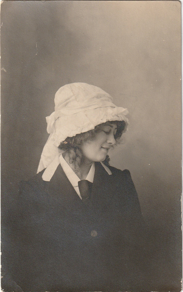 Demure Edwardian Beauty - Profile Portrait - RPPC, c. 1900s