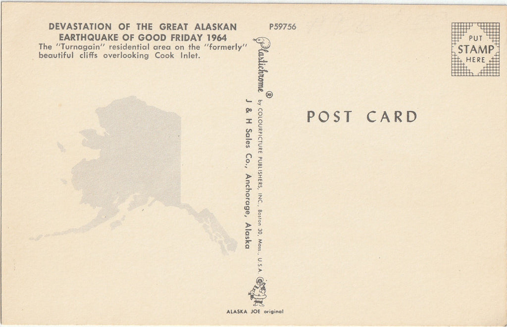 Devastation of the Great Alaskan Earthquake of Good Friday 1964 - Plastichrome Postcard, c. 1960s