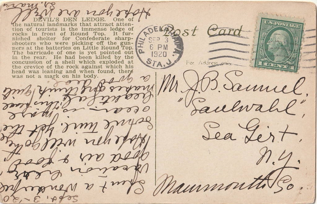 Devil's Den Ledge - Gettysburg, Pennsylvania - Postcard, c. 1920s