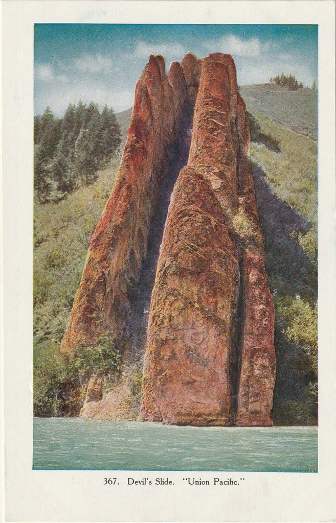 Devil's Slide - Union Pacific - Weber Canyon, Utah - Barkalow Bros. - Postcard, c. 1900s