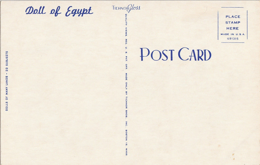 Doll of Egypt - Dolls of Many Lands - Postcard, c. 1950s