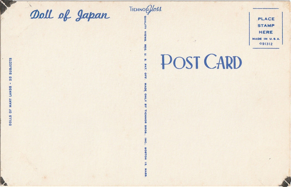 Doll of Japan - Dolls of Many Lands - Postcard, c. 1950s