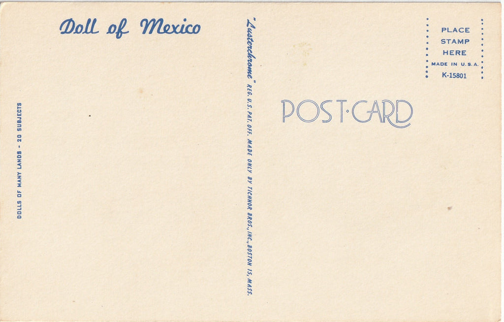 Doll of Mexico - Dolls of Many Lands - Postcard, c. 1950s