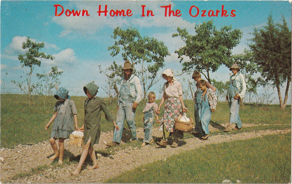 Down Home in the Ozarks - Hillbilly Style - Chrome Postcard, c. 1960s