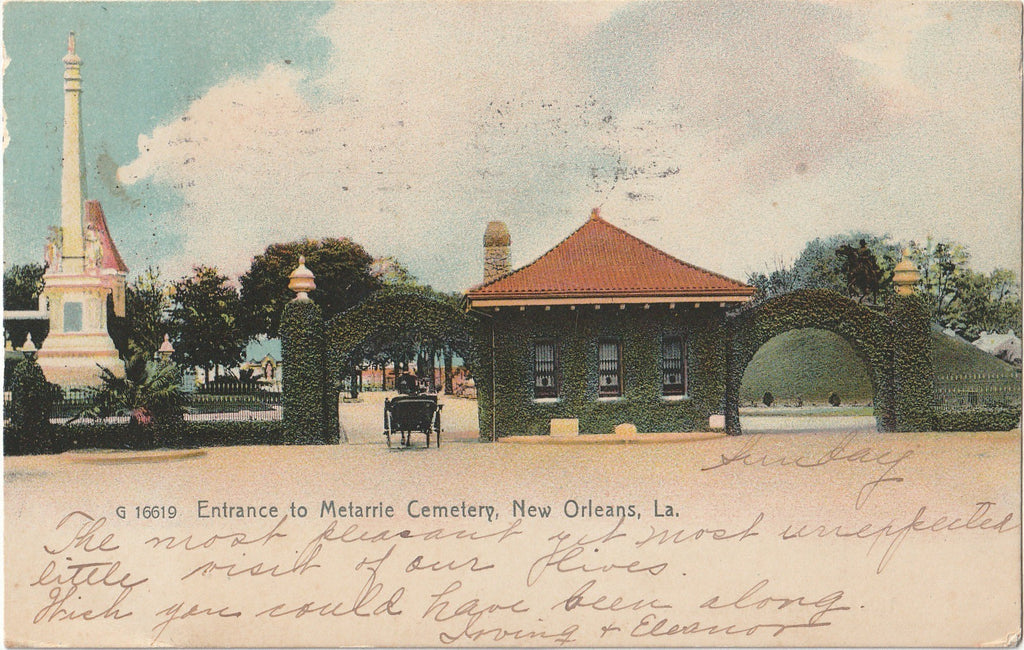 Entrance to Metarrie Cemetery - New Orleans, LA - Postcard, c. 1900s