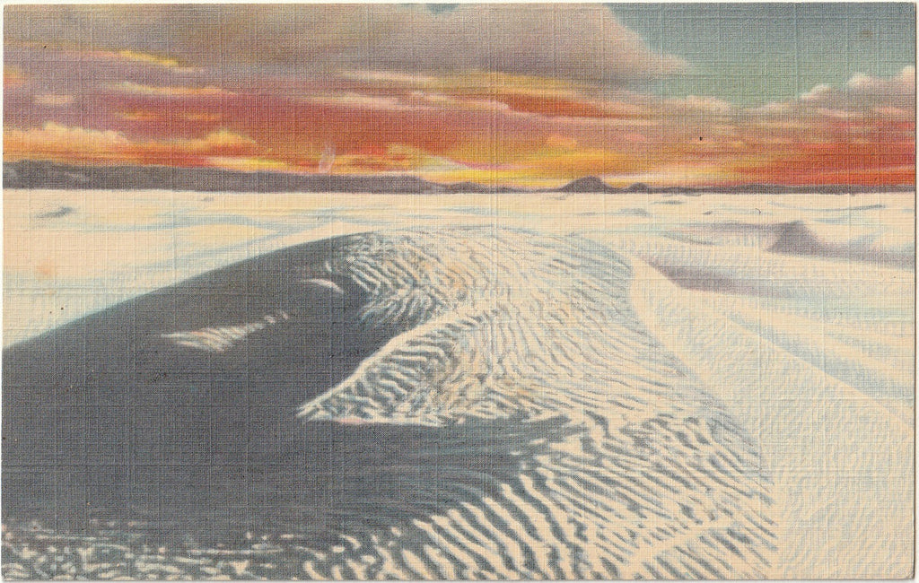 Evening Shadows on the Great White Sands - Alamogordo, NM - Postcard, c. 1940s