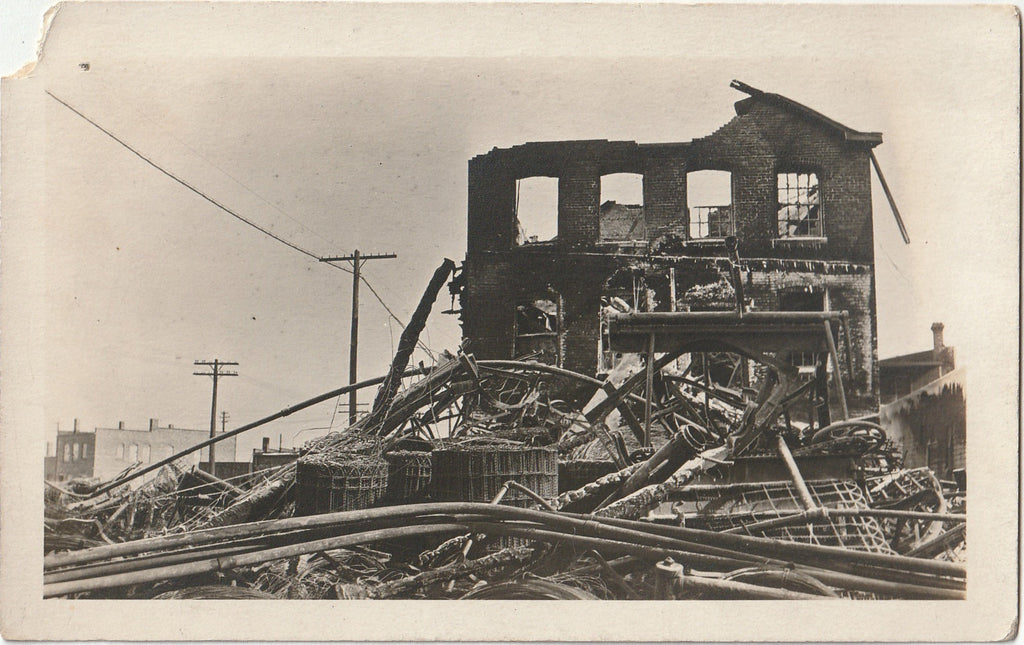 Fire at Screen Work Factory - Disaster - RPPC, c. 1900s