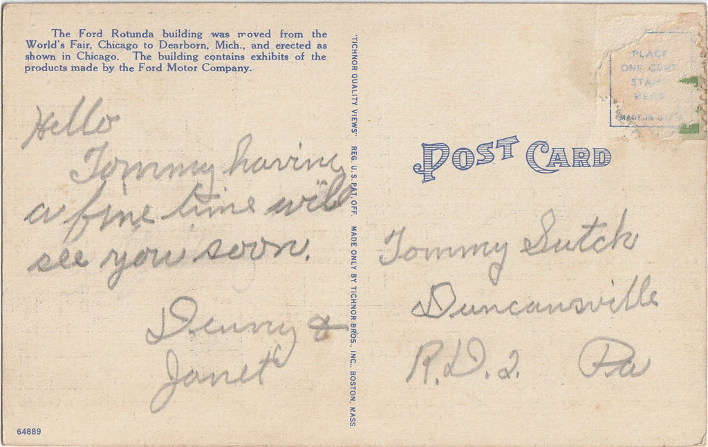 Ford Rotunda - Dearborn, Michigan - Postcard, c. 1930s