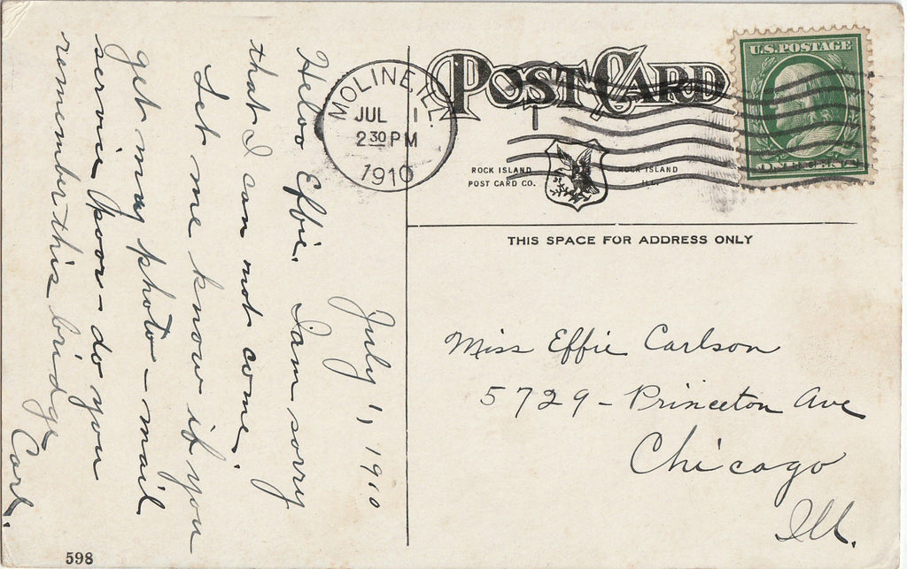 Government Bridge from Davenport - Rock Island Arsenal, Illinois - Postcard, c. 1910s