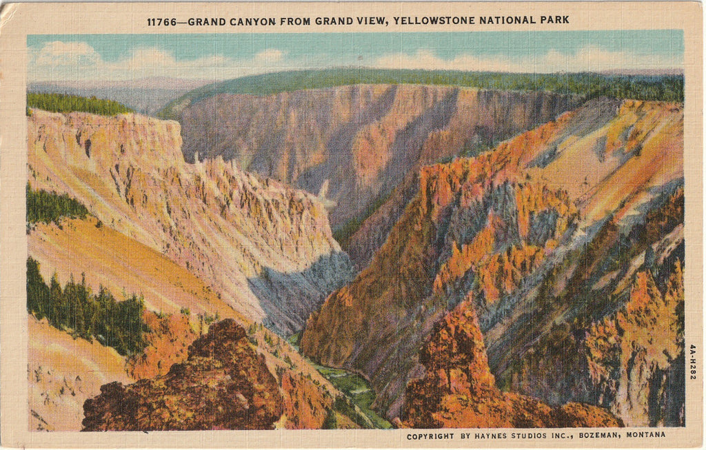 Grand Canyon from Grand View - Yellowstone National Park - Postcard, c. 1950s