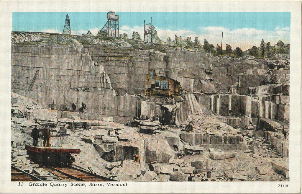 Granite Quarry Scene - Barre, Vermont - Postcard, c. 1940s