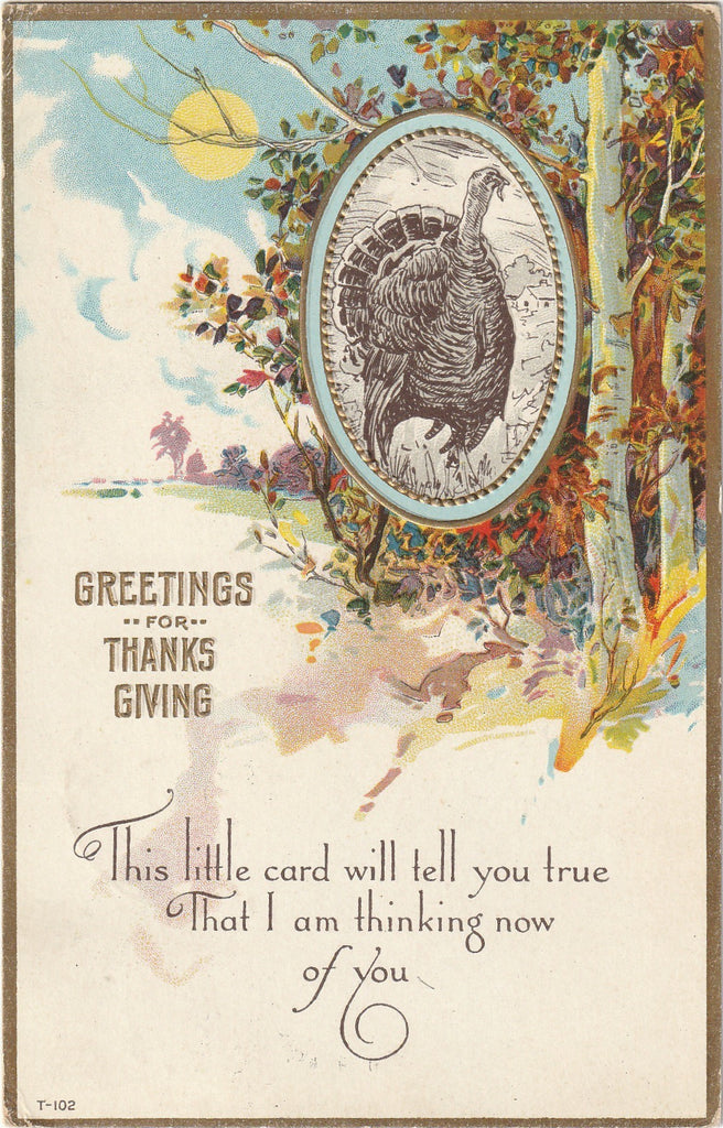 Greetings for Thanks Giving - Thinking of You - Postcard, c. 1920