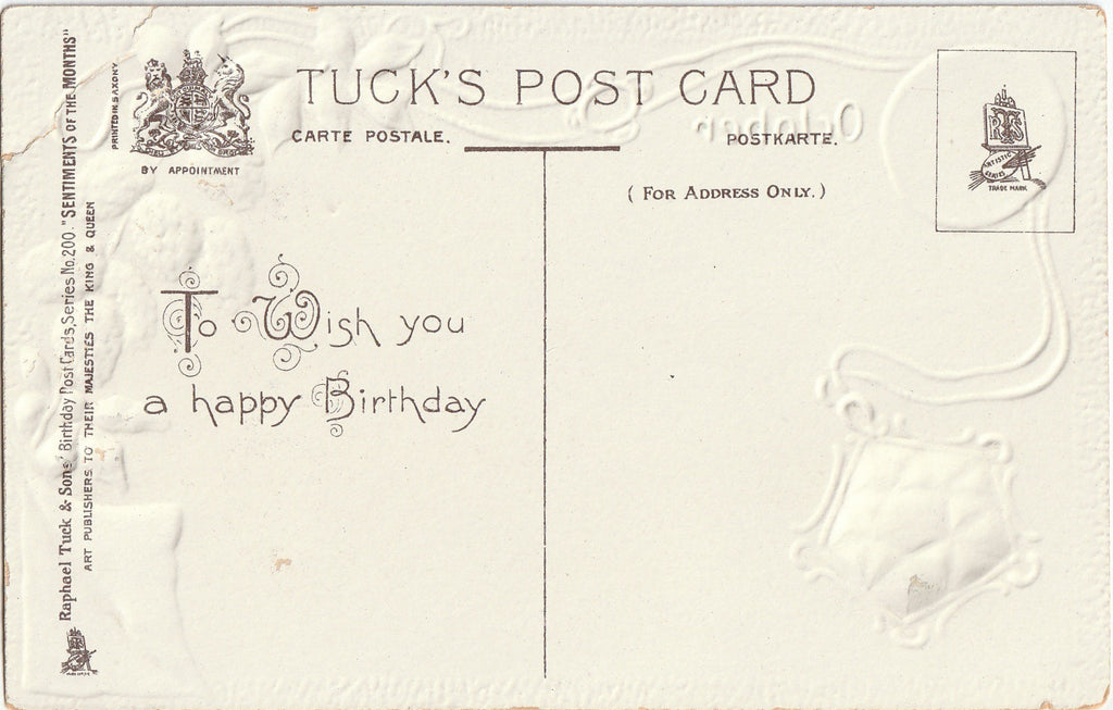 Hops for Injustice - October Scorpio - Birthday Symbols - Postcard, c. 1900s