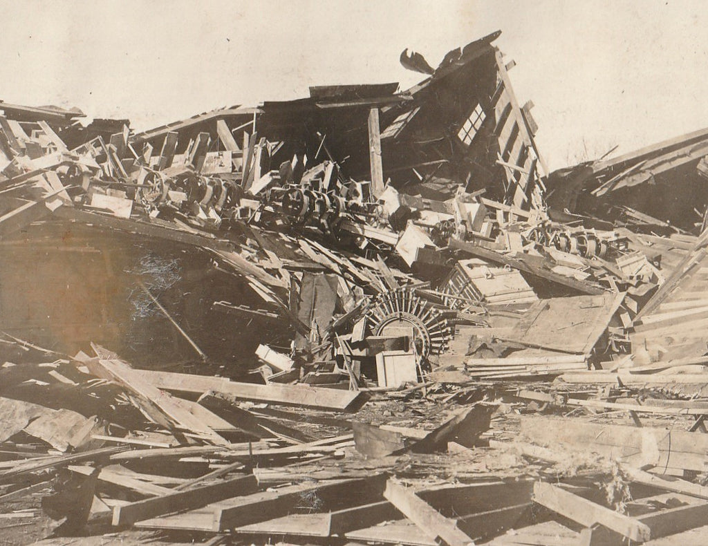 Hulme Mills Destroyed by Tornado - Ruins of Flour Mill - Great Bend, KS - Nov. 10, 1915 - RPPC, c. 1910s