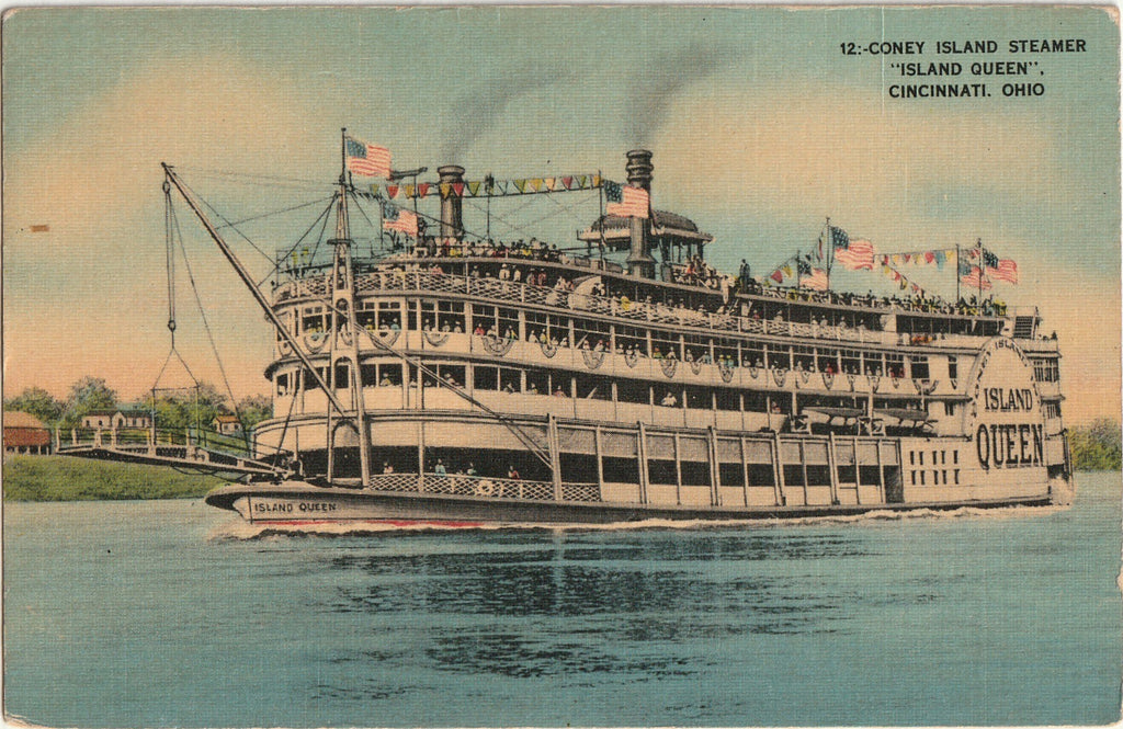 Coney Island Steamer "Island Queen" - Cincinnati, Ohio - Postcard, c. 1930s