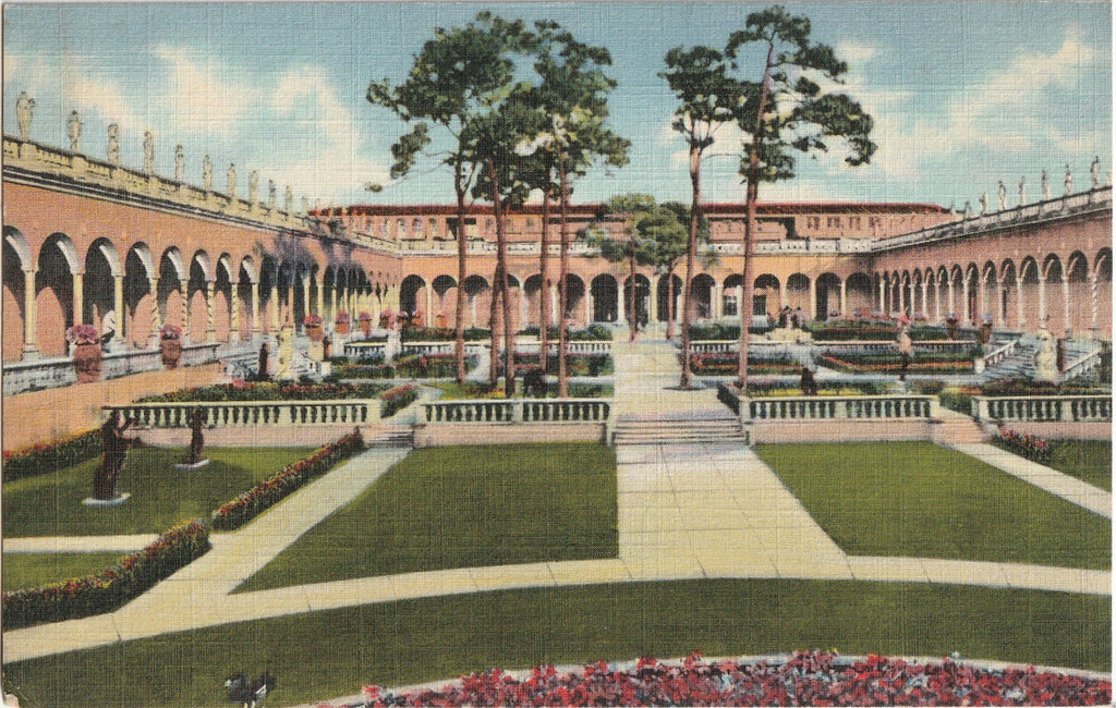 Inner Court of RIngling Art Museum - Sarasota, Florida - Postcard, c. 1940s