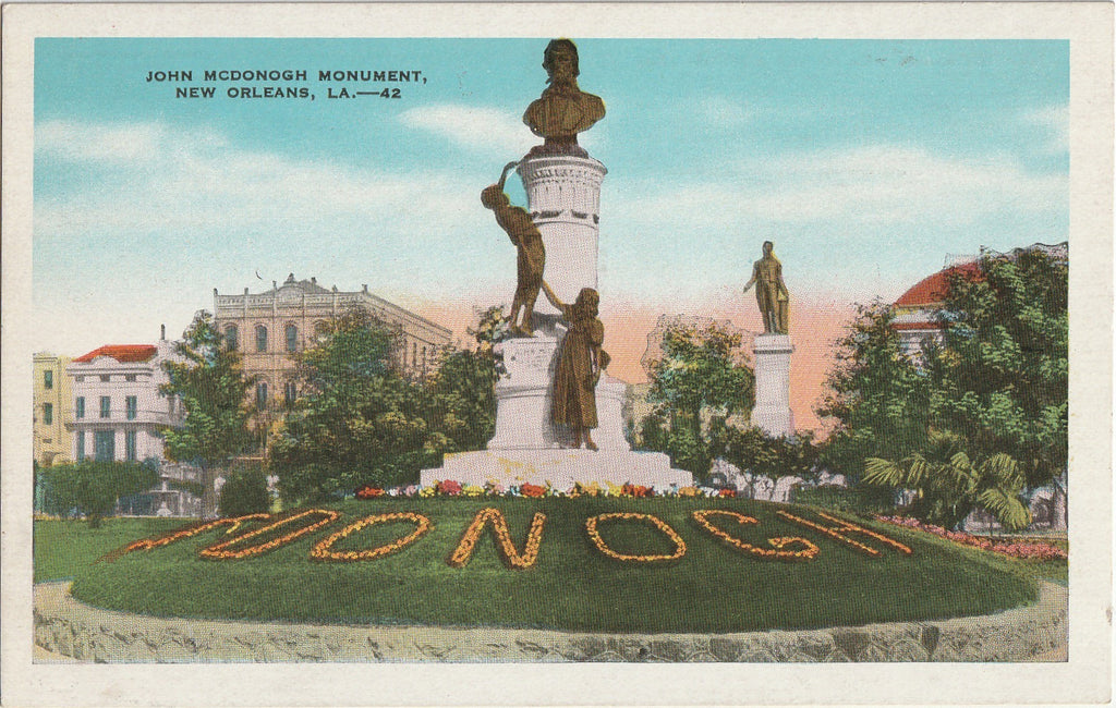 John McDonogh Monument - New Orleans, LA - Postcard, c. 1920s