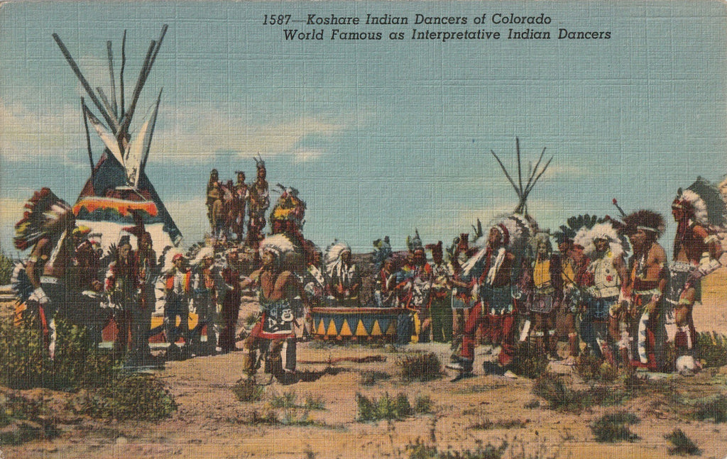 Koshare Indian Dancers of Colorado - Postcard, c. 1950s