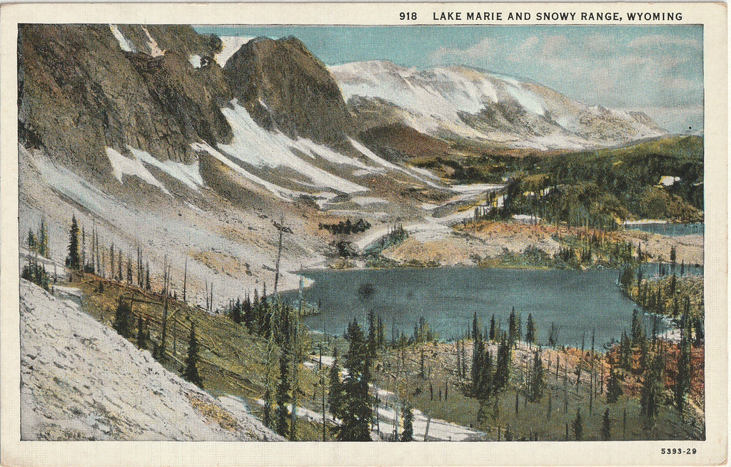 Lake Marie and Snowy Range - Wyoming - Postcard, c. 1940s
