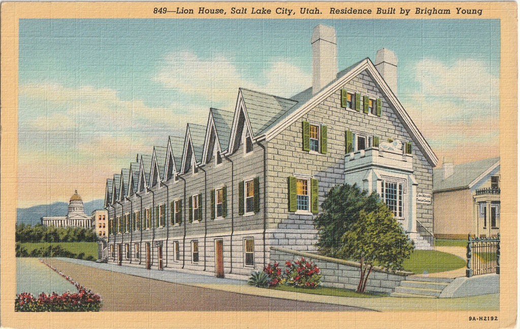 Lion House - Residence Built by Brigham Young - Salt Lake City, UT - Postcard, c. 1947