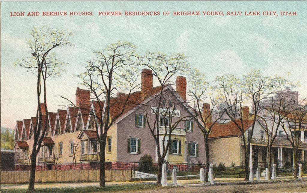 Lion and Beehive Houses - Former Residences of Brigham Young - Salt Lake City, UT - Postcard, c. 1900s