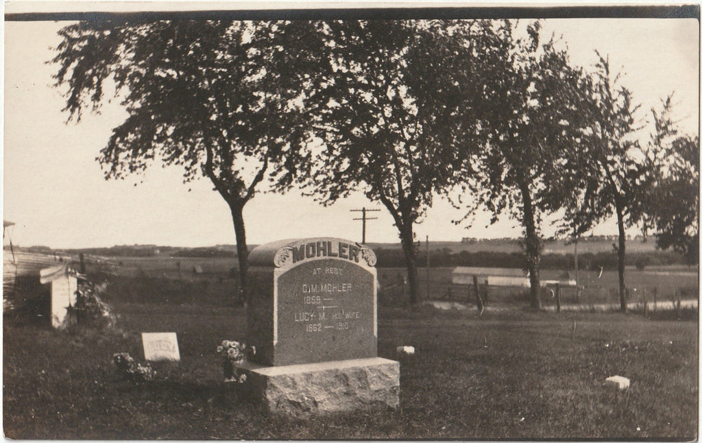 Lucy M. Mohler At Rest - Carroll City Cemetery - Carroll County, Iowa - RPPC, c. 1910s
