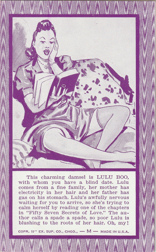 Lulu Boo - Fifty Seven Secrets of Love - Blind Date - Arcade Card, c. 1940s