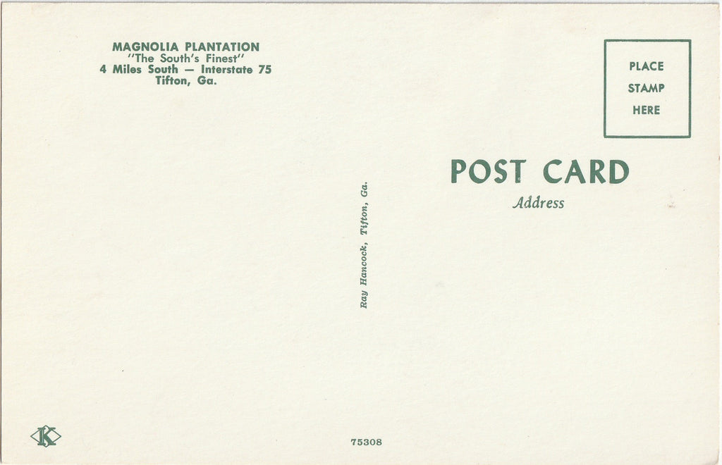 Magnolia Plantation - Tifton, GA - Postcard, c. 1960s
