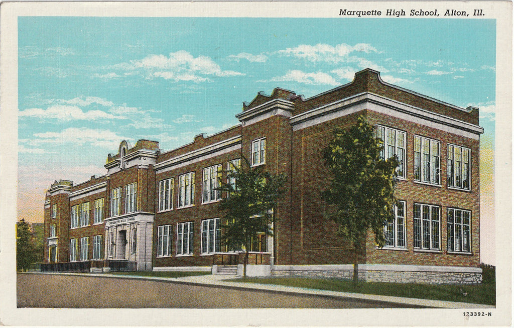 Marquette High School - Alton, IL - Postcard, c. 1940s