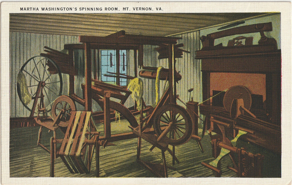 Martha Washington's Spinning Room - Mt. Vernon, Virginia - Postcard, c. 1940s