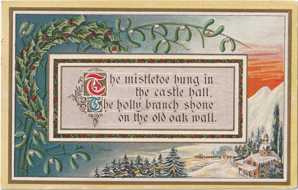 Mistletoe Hung in the Castle Hall - Christmas Postcard, c. 1910s