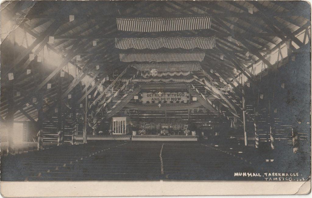 Munhall Tabernacle - Tampico, Illinois - SET of 2 - RPPC, c. 1900s