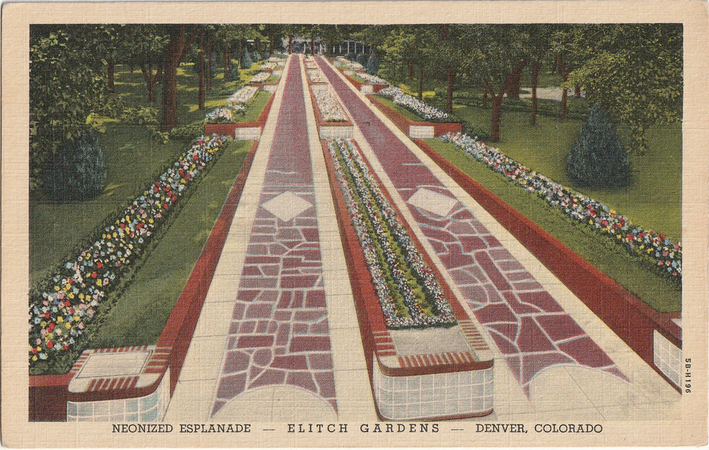 Neonized Esplanade - Elitch Gardens - Denver, Colorado - Postcard ,c. 1940s