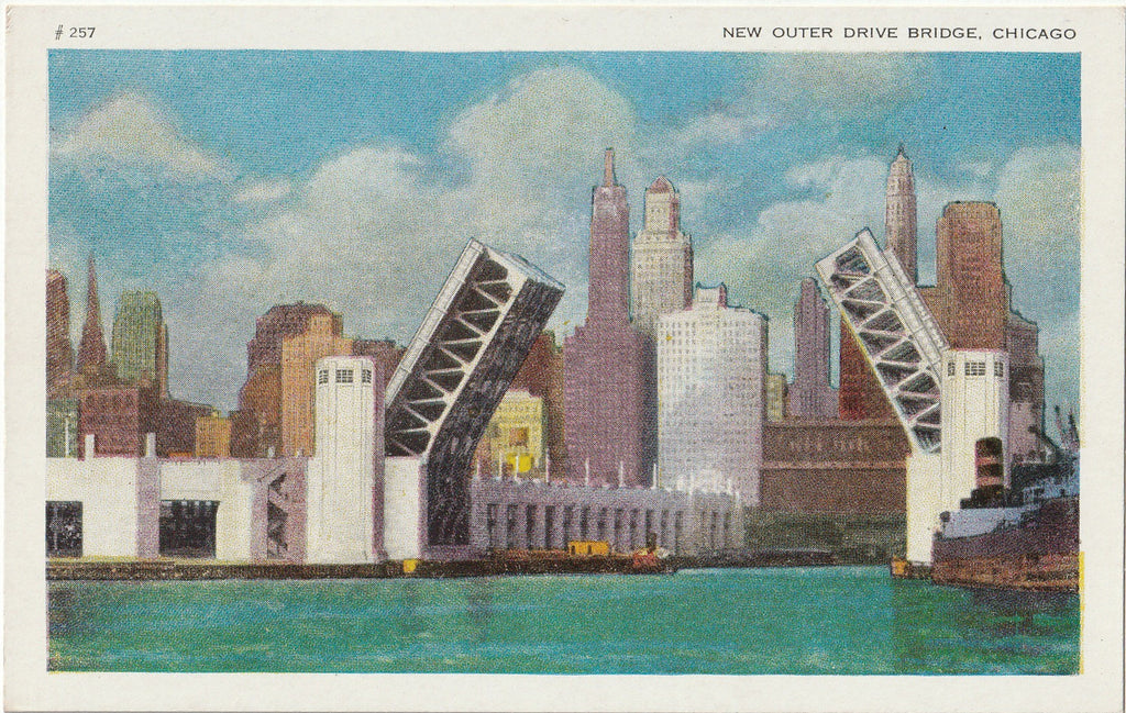 New Outer Drive Bridge - Chicago, IL - Postcard, c. 1930s
