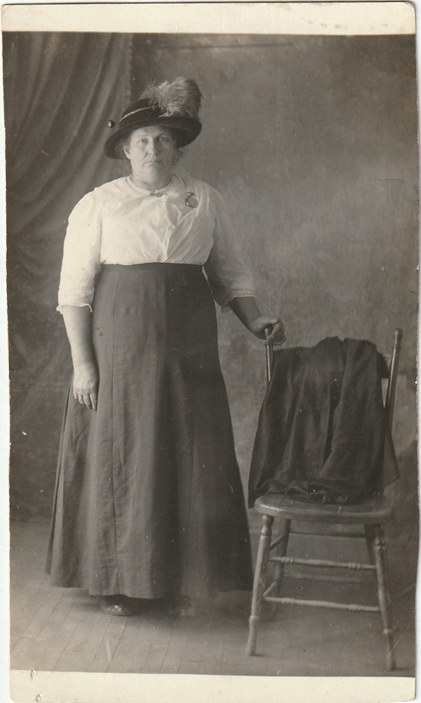 Nothing Missing But the Voice - Edwardian Woman - Columbia Medallion Studios - Chicago, IL - RPPC, c. 1900s