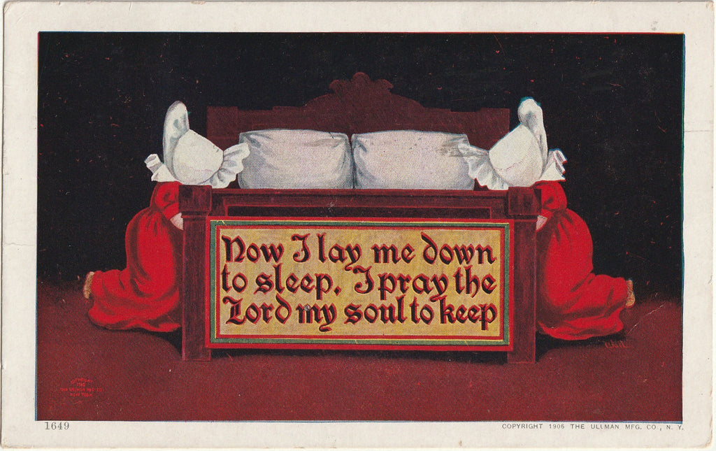 Now I Lay Me Down To Sleep - I Pray The Lord My Soul To Keep - Sunbonnet Twins - Postcard, c. 1906
