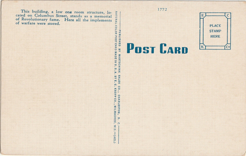 Old Powder Magazine - Charleston, South Carolina - Postcard, c. 1940s