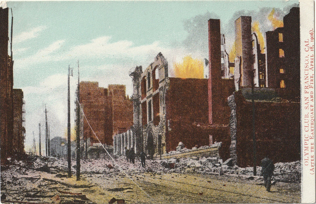 Olympic Club in Ruins - San Francisco Earthquake & Fire, 1906 - Natural Disaster - Postcard, c. 1900s