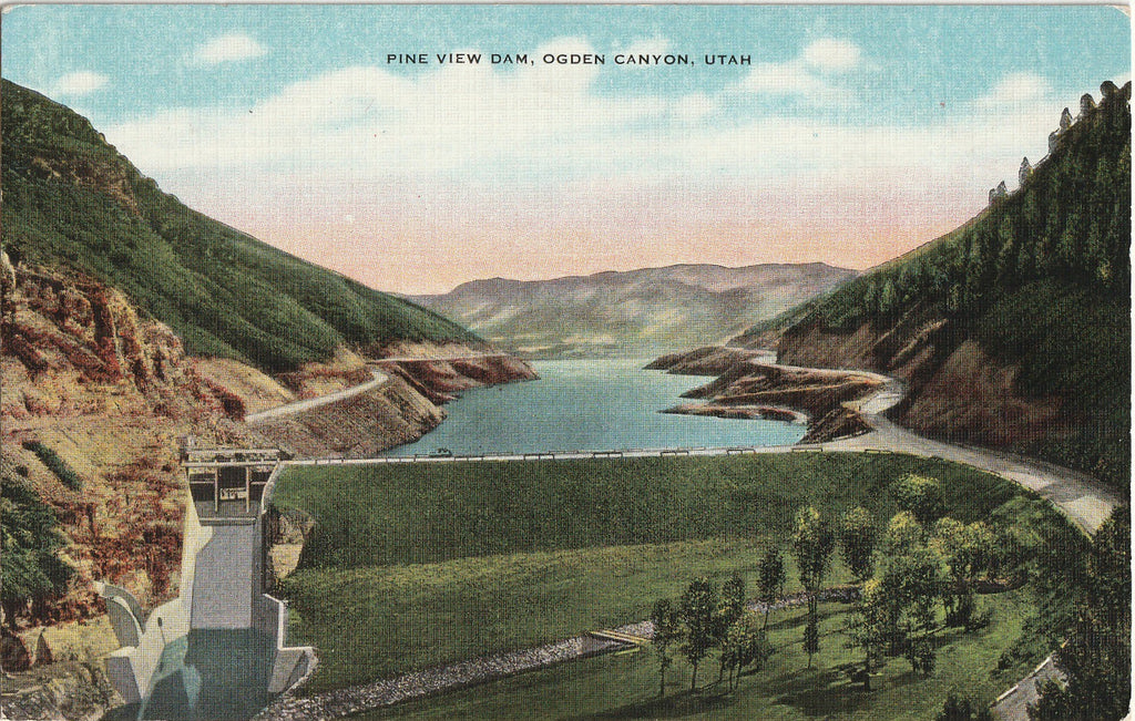 Pine View Dam - Ogden Canyon, Utah - Postcard, c. 1930s