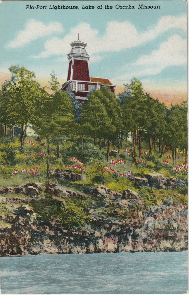 Pla-Port Lighthouse - Lake of the Ozarks, Missouri - Postcard, c. 1950s